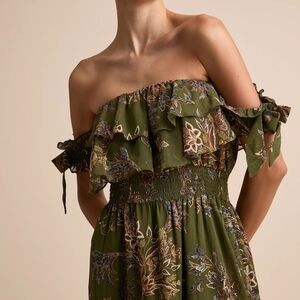 Lulu's Strapless Olive Floral Dress